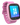 Rosa X6Play smartklokke sett fra høyre, med en blå digital urskive som viser tid, dato og skritteller.