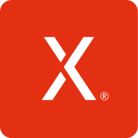 Xploras nye logo er et hvidt X i en rød firkant.