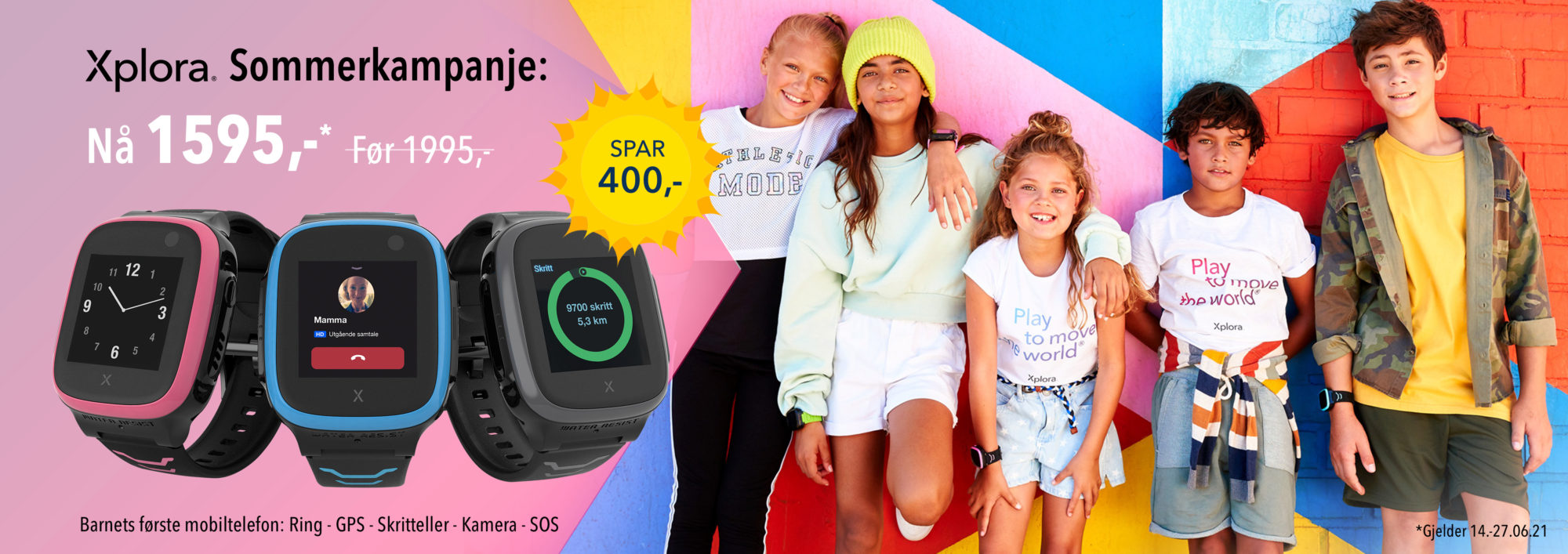 Sommerkampanje - 400 kr i rabatt på smartklokke fra Xplora X5 PLAY